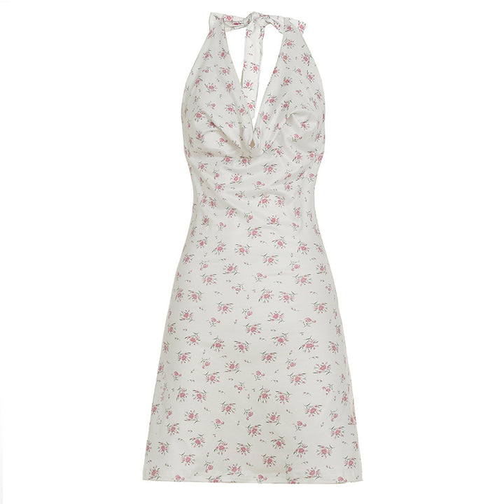 Damen luftiges Sommerkleid mit verspieltem Blumenmuster und tiefem V-Ausschnitt Echo Archiv