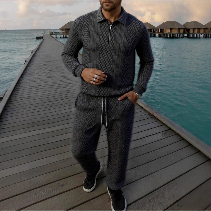 Herren Elegantes Strickanzug aus atmungsaktivem Material mit Stehkragen Echoarchiv