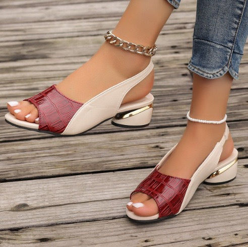Damen Slingback-Pumps mit mittelhohem Blockabsatz und transparentem Gitter-Mesh Echo Archiv