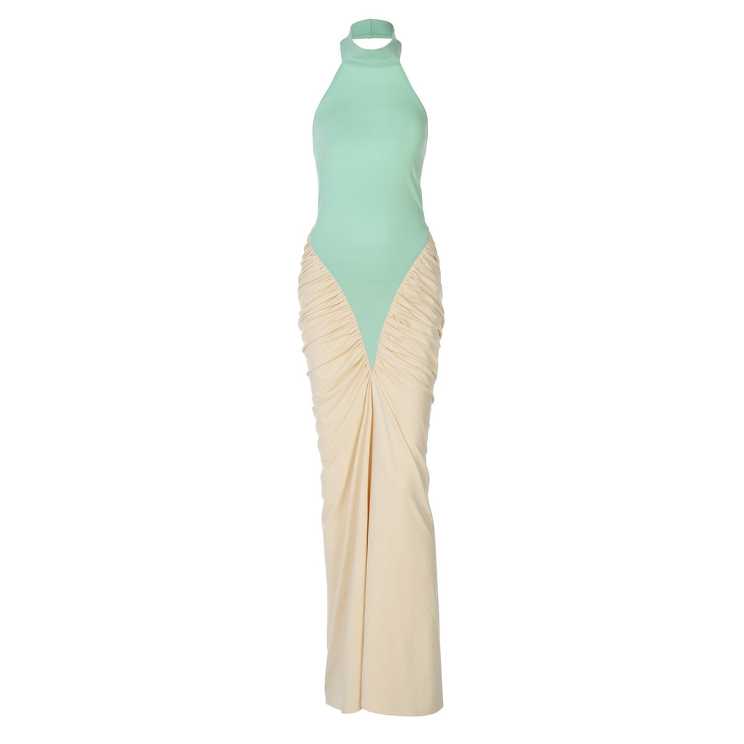 Damen Elegantes Kleid mit hochgeschlossenem Design und kunstvollen Drapierungen Echo Archiv