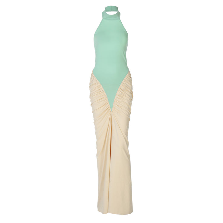 Damen Elegantes Kleid mit hochgeschlossenem Design und kunstvollen Drapierungen Echo Archiv