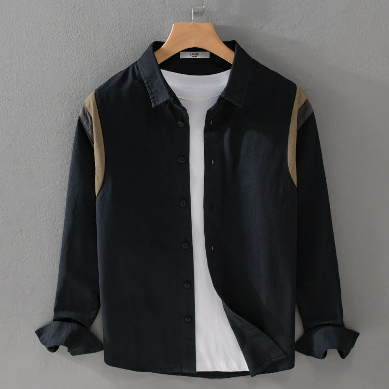 Herren Hemdjacke im Lagen-Look mit kontrastierender Schulterpasse Echoarchiv