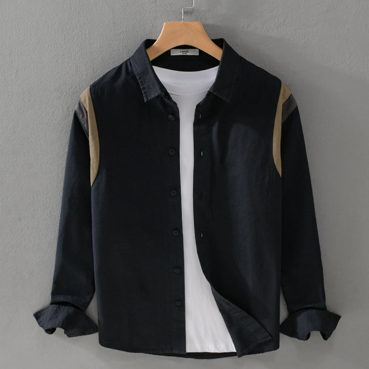 Herren Hemdjacke im Lagen-Look mit kontrastierender Schulterpasse Echoarchiv