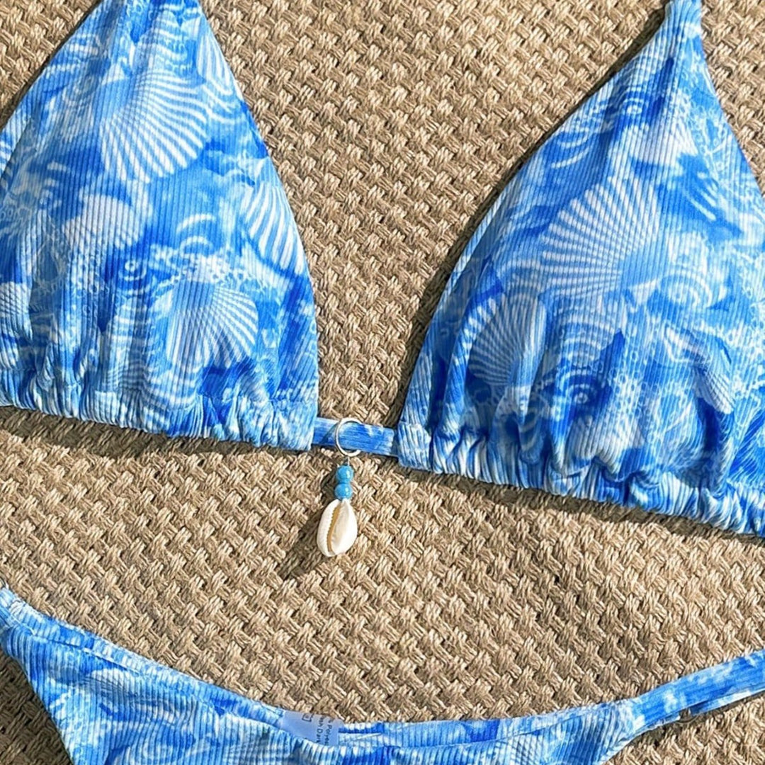 Damen sexy Triangel-Bikini mit maritimem Blumendesign Echo Archiv
