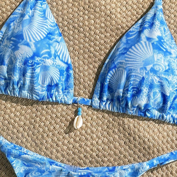 Damen sexy Triangel-Bikini mit maritimem Blumendesign Echo Archiv
