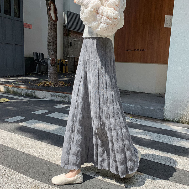 Damen Langer, eleganter Strickrock mit feinem Wellenmuster Echo Archiv