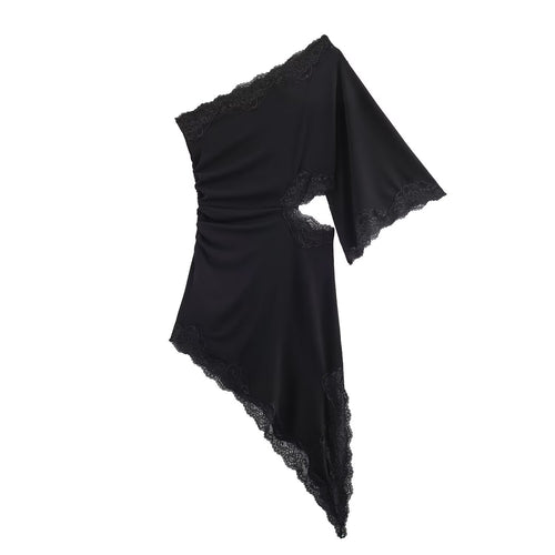 Damen asymmetrisches Spitzenoberteil mit eleganten Rüschendetails Echo Archiv