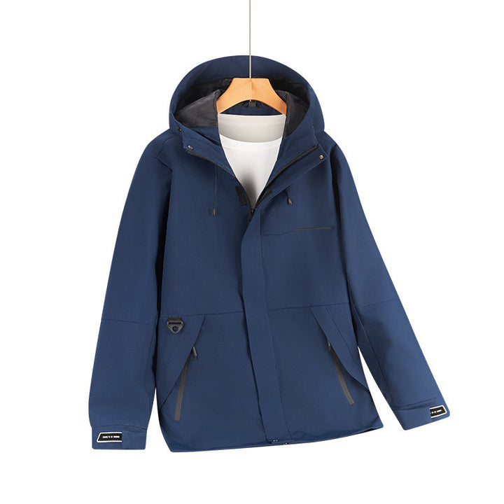 Herren Wasserabweisende Softshell-Kapuzenjacke mit verdeckten Reißverschlüssen und urbanem Schnitt Echo Archiv