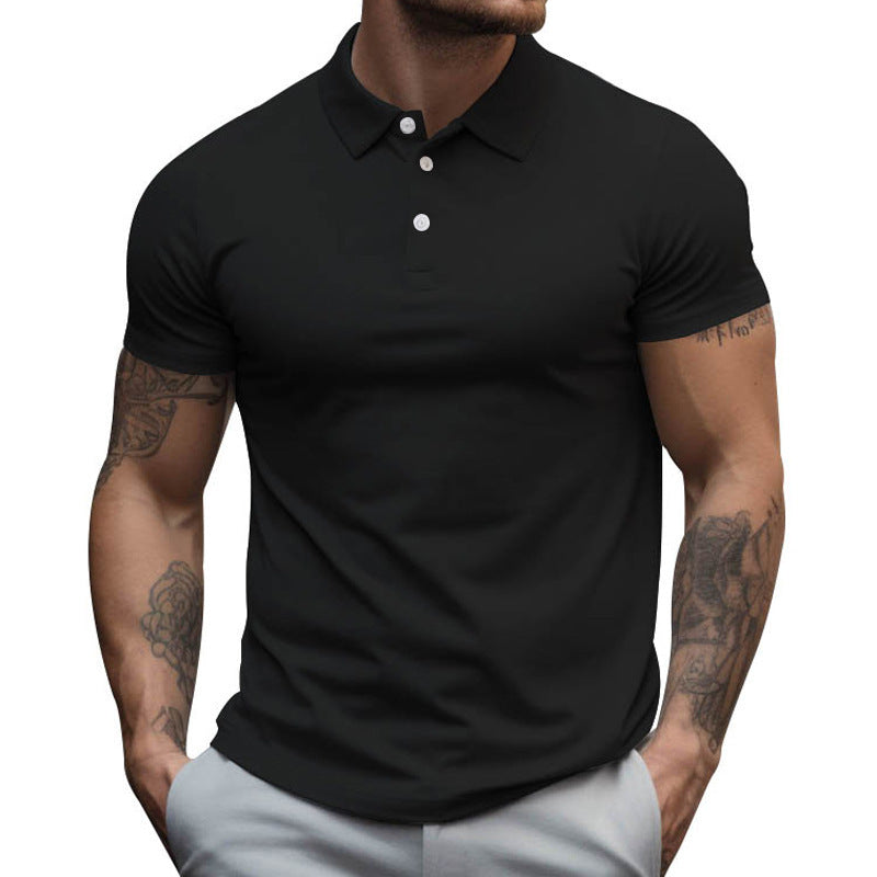 Herren nan tailliertes elastisches Piqué-Poloshirt mit klassischem Kragen Echoarchiv