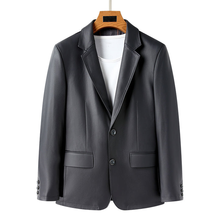 Herren eleganter Kunstleder-Blazer mit klassischem Schnitt Echoarchiv