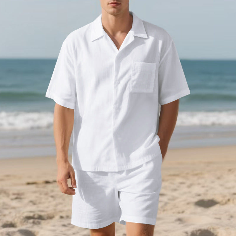 Herren lässiges Strandanzug mit Kurzarm-Hemd und Shorts Echoarchiv