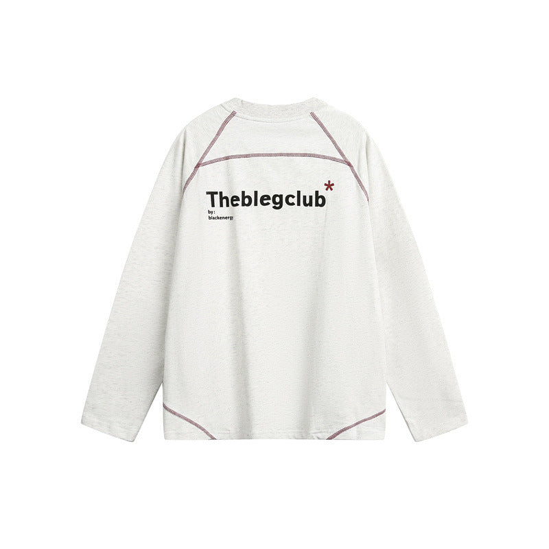 Unisex Relaxed‑Fit Langarmshirt mit Rundhalsausschnitt, kontrastierenden Flatlocknähten und weichem Loopback-Finish Echoarchiv