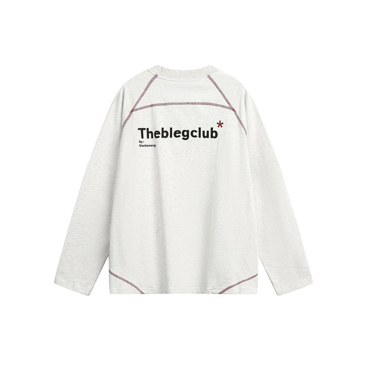 Unisex Relaxed‑Fit Langarmshirt mit Rundhalsausschnitt, kontrastierenden Flatlocknähten und weichem Loopback-Finish Echoarchiv