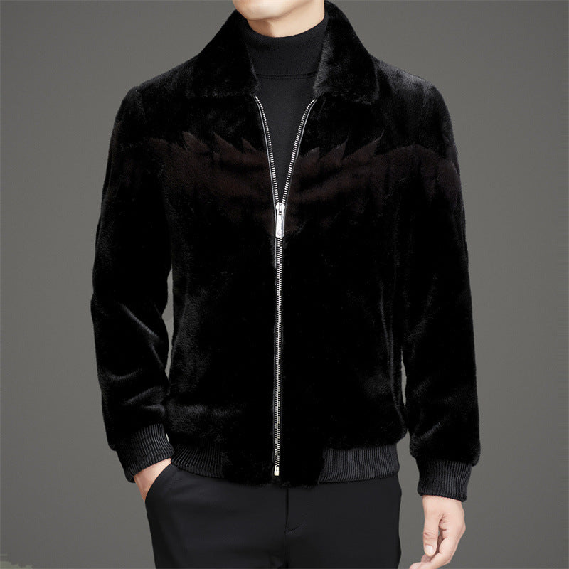 Herren modische samtige Bomberjacke mit geometrischem Muster Echoarchiv