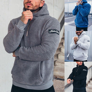 Herren nan sportiver Teddyfleece-Hoodie mit schmaler Passform und Kängurutasche Echo Archiv