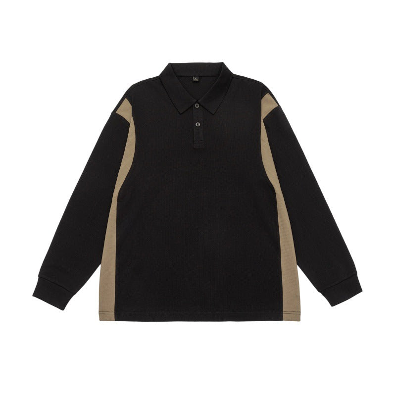 Unisex Langarm-Poloshirt im Oversize-Sweatstyle mit Kontrast-Seiteneinsätzen Echoarchiv