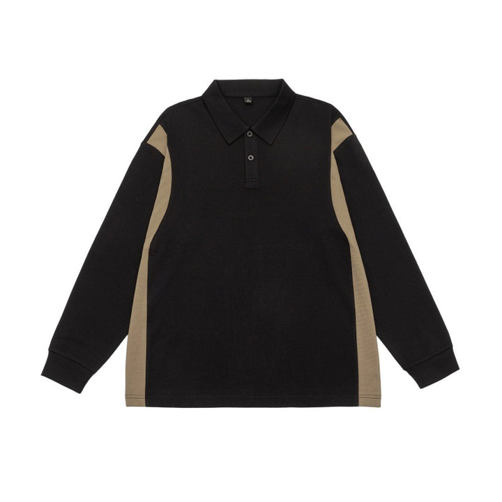 Unisex Langarm-Poloshirt im Oversize-Sweatstyle mit Kontrast-Seiteneinsätzen Echoarchiv