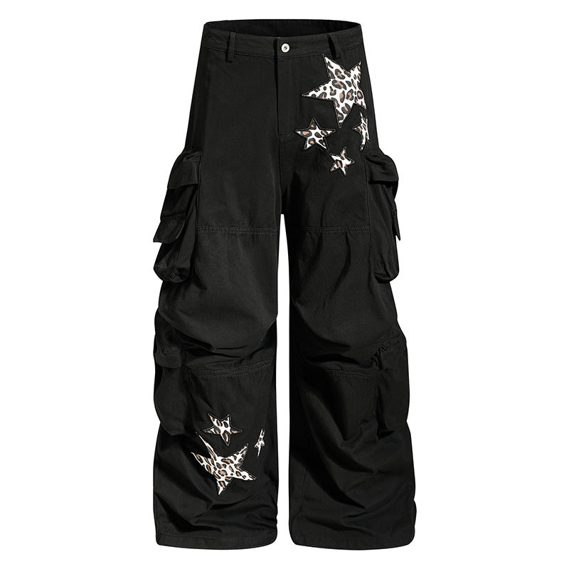 Damen weite Cargo-Culottehose mit Oversize-Taschen und Stern-Leo-Applikation Echoarchiv