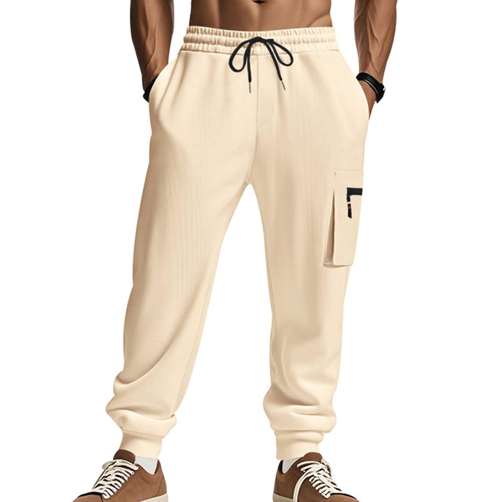 Herren Cargo-Jogginghose mit Reißverschluss-Cargotasche, elastischem Bund und geripptem Saum – Bravaro