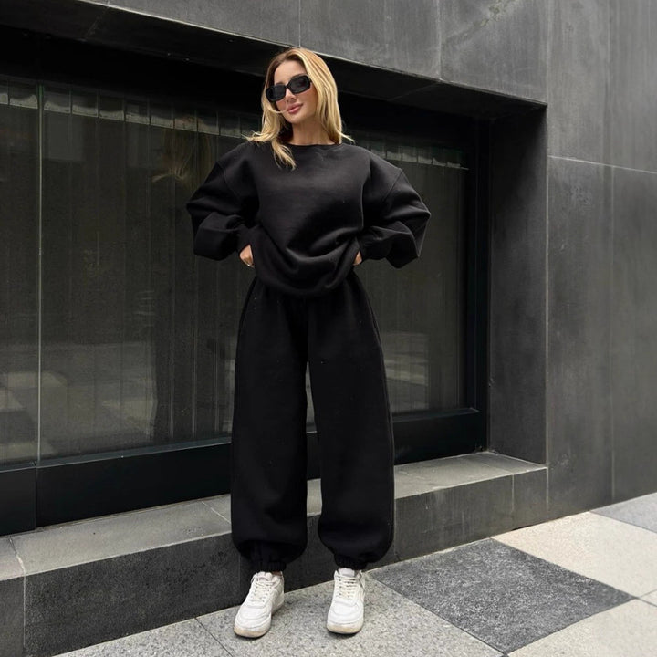 Damen Sportlicher Oversized Kapuzenpullover und Freizeithose Set Echo Archiv