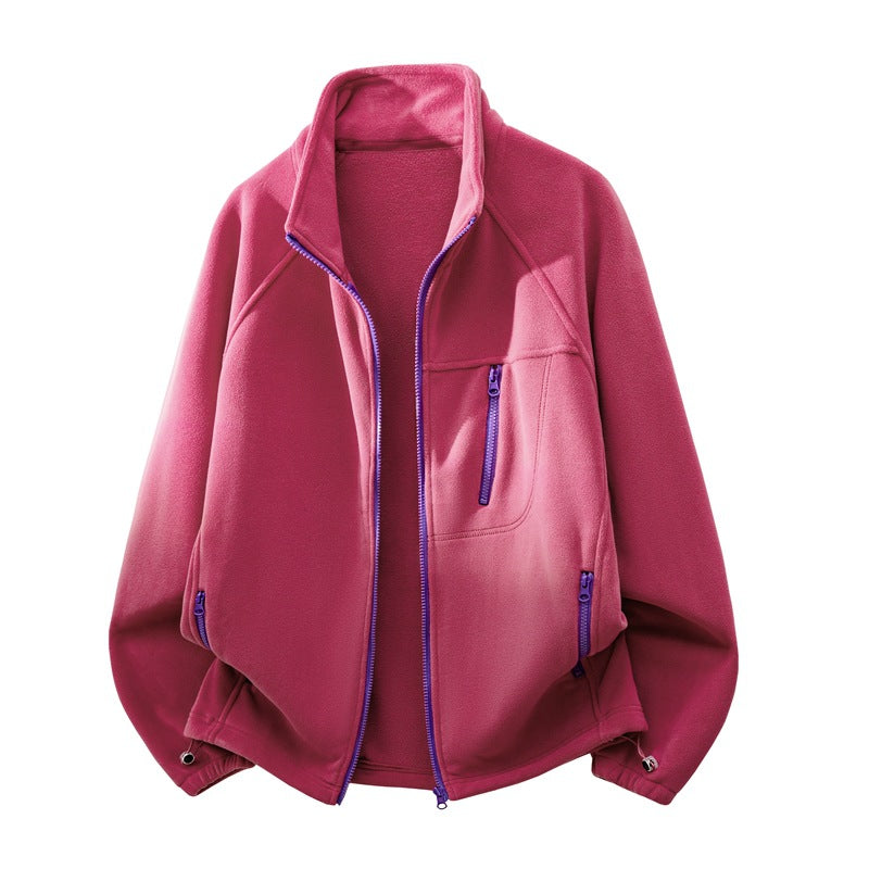 Unisex funktionale Mikrofleece Leistungsjacke mit Stehkragen, Brustreißverschluss und ergonomischen Raglanärmeln – Taviero