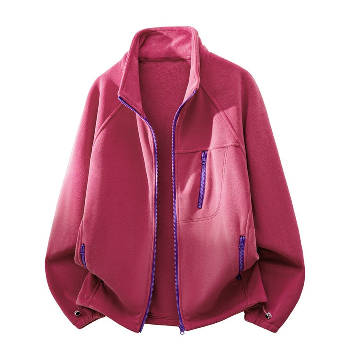 Unisex funktionale Mikrofleece Leistungsjacke mit Stehkragen, Brustreißverschluss und ergonomischen Raglanärmeln – Taviero