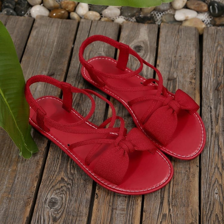 Damen Zarte Römersandalen mit Schleifen-Detail und verstellbaren Schnürriemen Echo Archiv