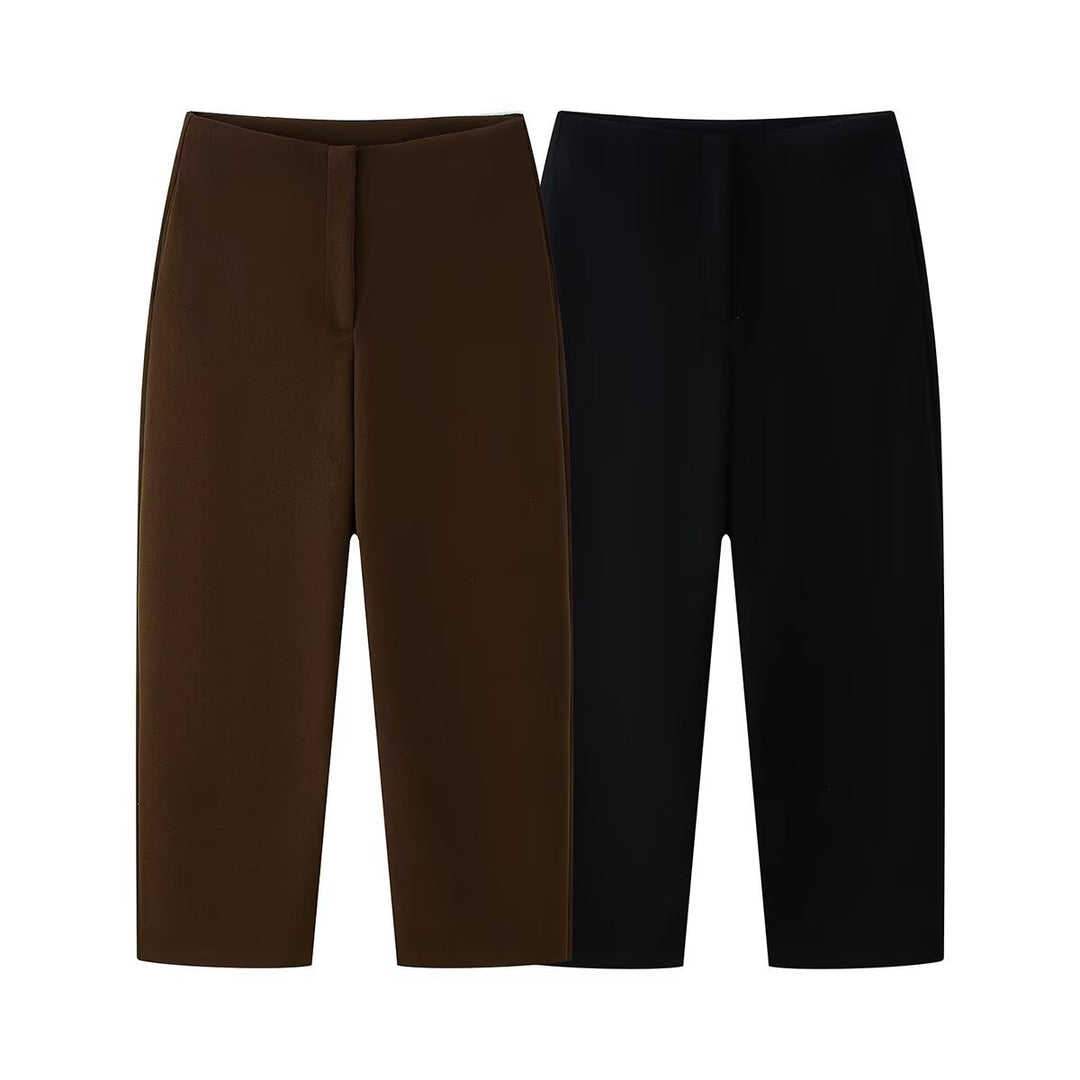 Damen Weite Cropped-Hose mit hoher Taille und elastischem Bund Echo Archiv