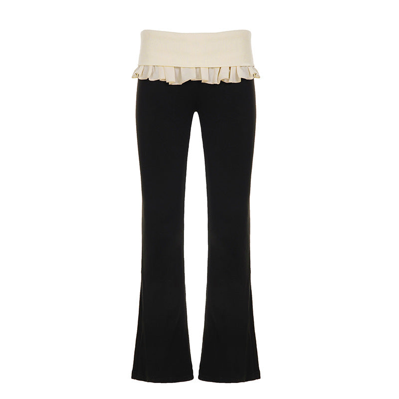 Damen nan taillierte Highwaist Schlaghose mit Zierband, Gürtelschlaufen und ausgestelltem Bein Echo Archiv