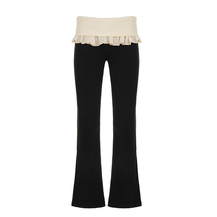 Damen nan taillierte Highwaist Schlaghose mit Zierband, Gürtelschlaufen und ausgestelltem Bein Echo Archiv