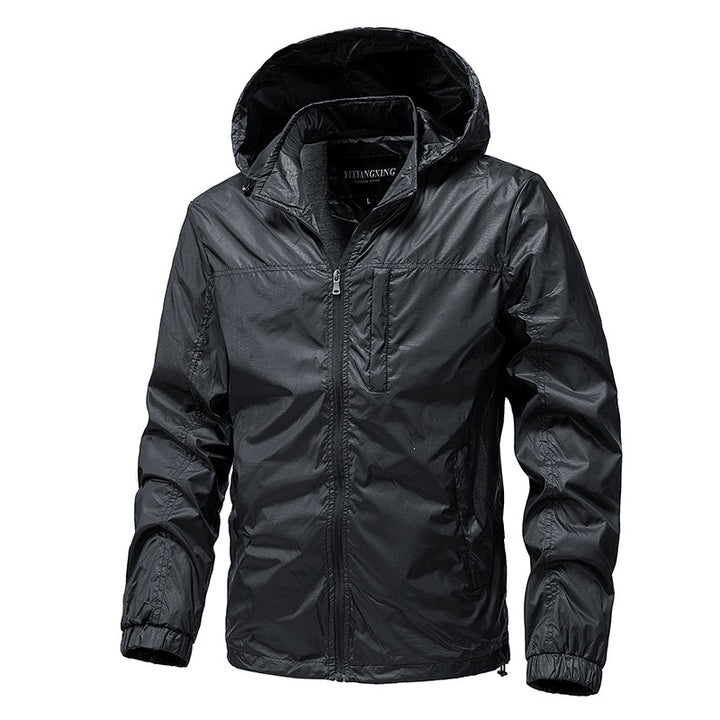 Herren Leichte wasserabweisende Kapuzen‑Windjacke mit Thermofutter & Brusttasche Echoarchiv