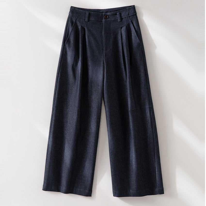 Damen Hochtaillierte weite Culotte-Stoffhose mit Bundfalten Echoarchiv