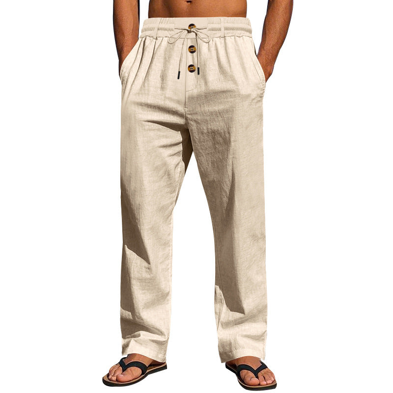 Herren Leichte Freizeit-Linenhose mit elastischem Bund und praktischen Taschen Echoarchiv