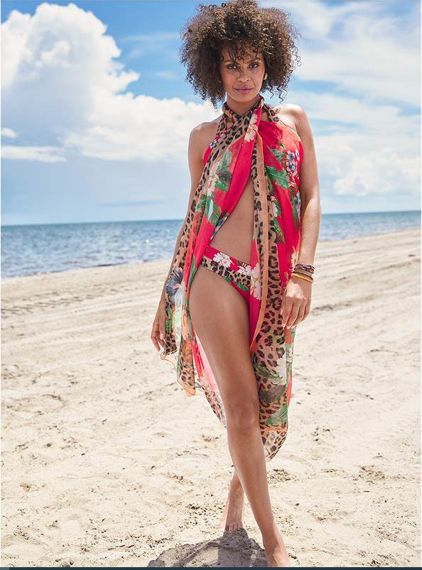 Damen Strandsarong mit buntem Floral- und Tierprint Echo Archiv
