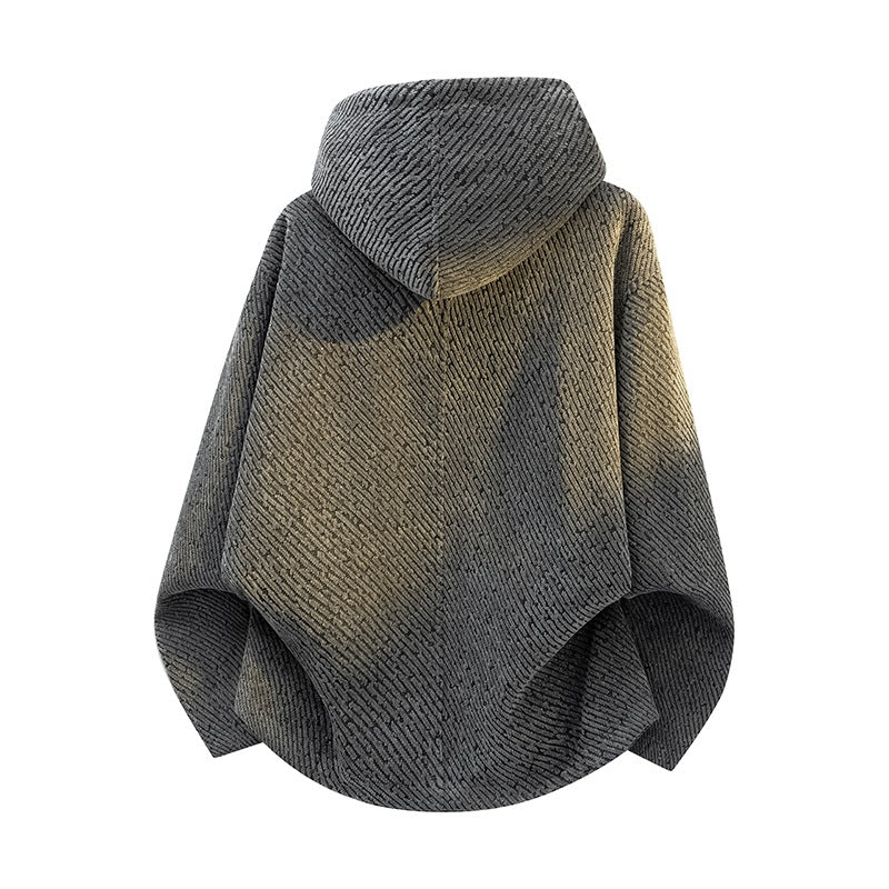 Damen Oversize Struktur-Ponchojacke mit Schalkragen und asymmetrischem Reißverschluss Echoarchiv
