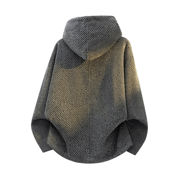 Damen Oversize Struktur-Ponchojacke mit Schalkragen und asymmetrischem Reißverschluss Echoarchiv