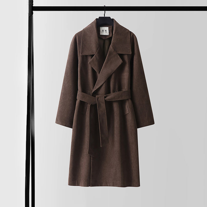 Damen Oversize Wollmix-Mantel mit breitem Revers und verdeckter Doppelknopfleiste Echoarchiv