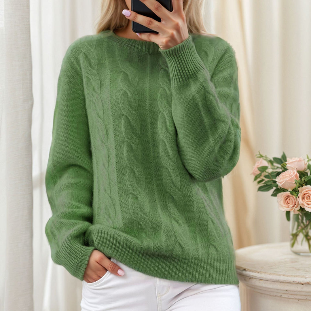 Damen nan kuscheliger Zopfstrickpullover mit Rundhalsausschnitt Echo Archiv
