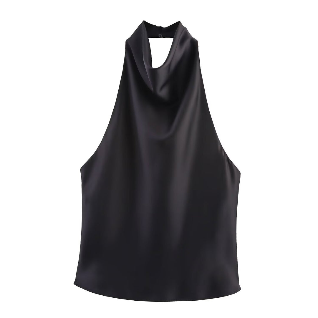 Damen elegantes Haltertop mit fließendem Schnitt und dekorativen Details Echo Archiv