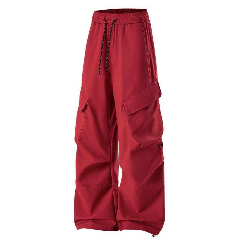 Herren lockere Utility-Cargo-Hosen mit elastischem Bund, Kordelzug und großzügigen Klappentaschen – Bravaro