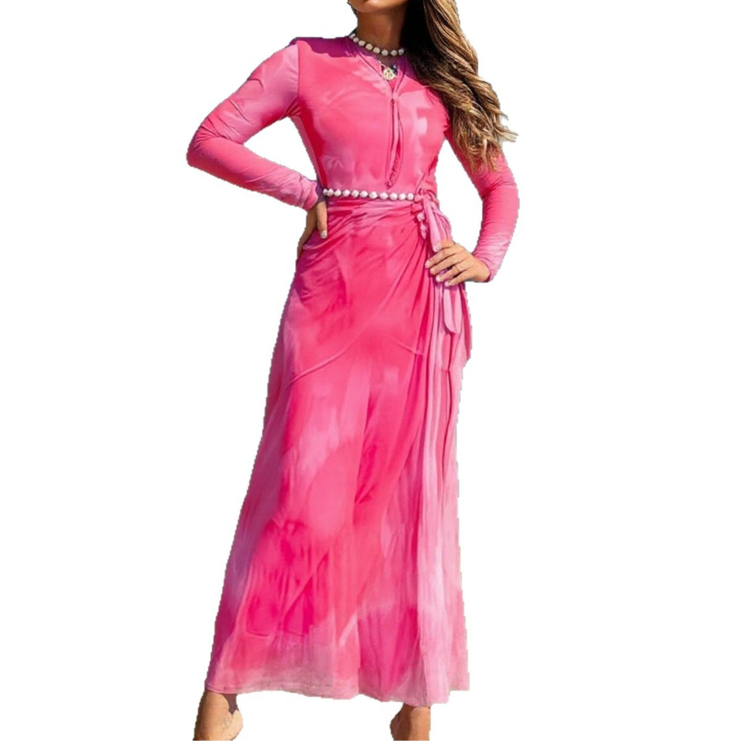Damen Elegantes Strandkleid mit transparenten Ärmeln und drapiertem Design Echo Archiv