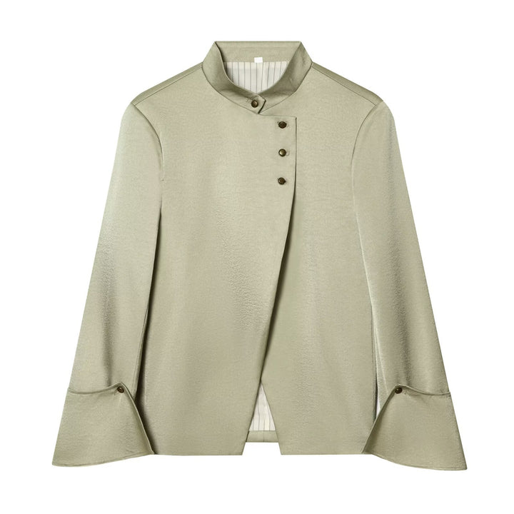 Damen Asymmetrischer Cape-Mantel mit Stehkragen und Zierknopfleiste Echo Archiv