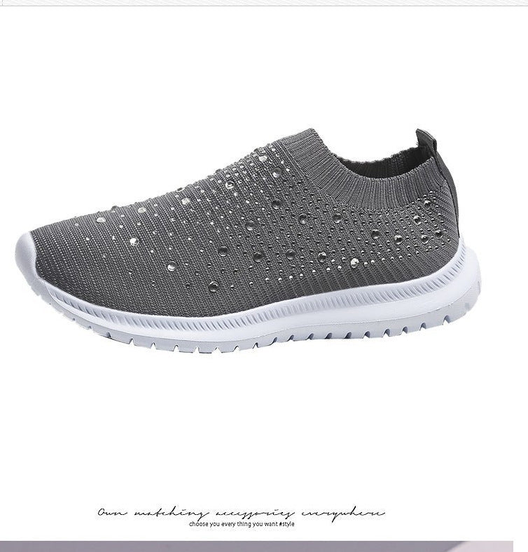 Damen Strick-Slipper-Sneaker mit Strassbesatz und flexibler Komfortsohle Echoarchiv