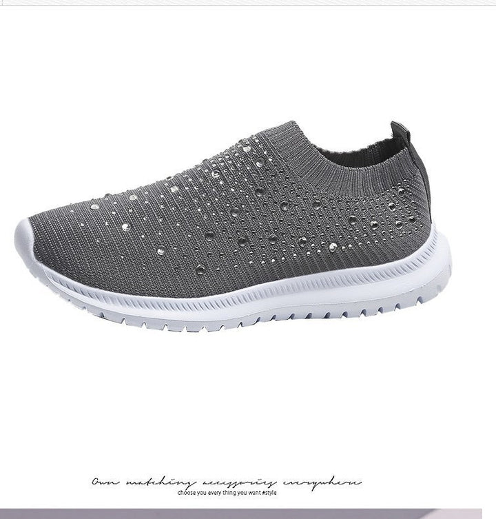 Damen Strick-Slipper-Sneaker mit Strassbesatz und flexibler Komfortsohle Echoarchiv