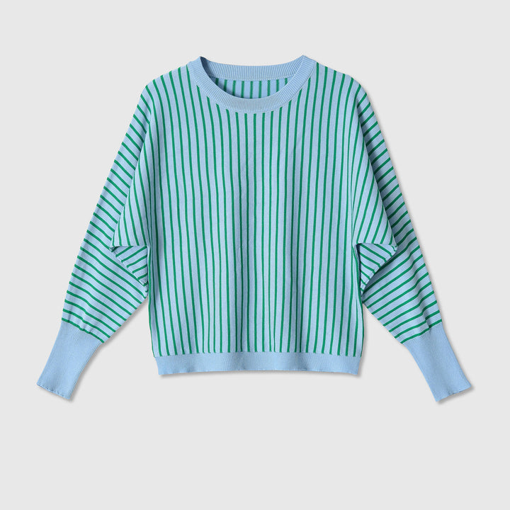 Damen Gestreifter Feinstrickpullover mit kastiger Cropped-Passform Echoarchiv