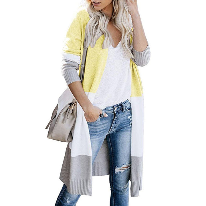 Damen Longline-Cardigan mit Colorblock-Design, offener Front und Rippsaum Echo Archiv