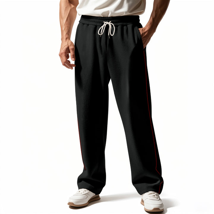 Herren locker sitzende Sweatpants mit seitlicher Ziernaht, elastischem Komfortbund und tiefen Eingrifftaschen – Marzano