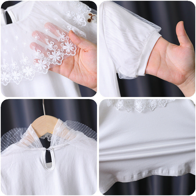 Mädchen T-Shirt mit elegantem Spitzenbesatz Echo Archiv