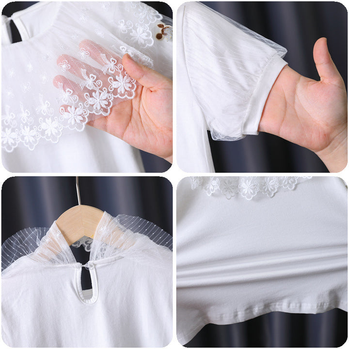Mädchen T-Shirt mit elegantem Spitzenbesatz Echo Archiv