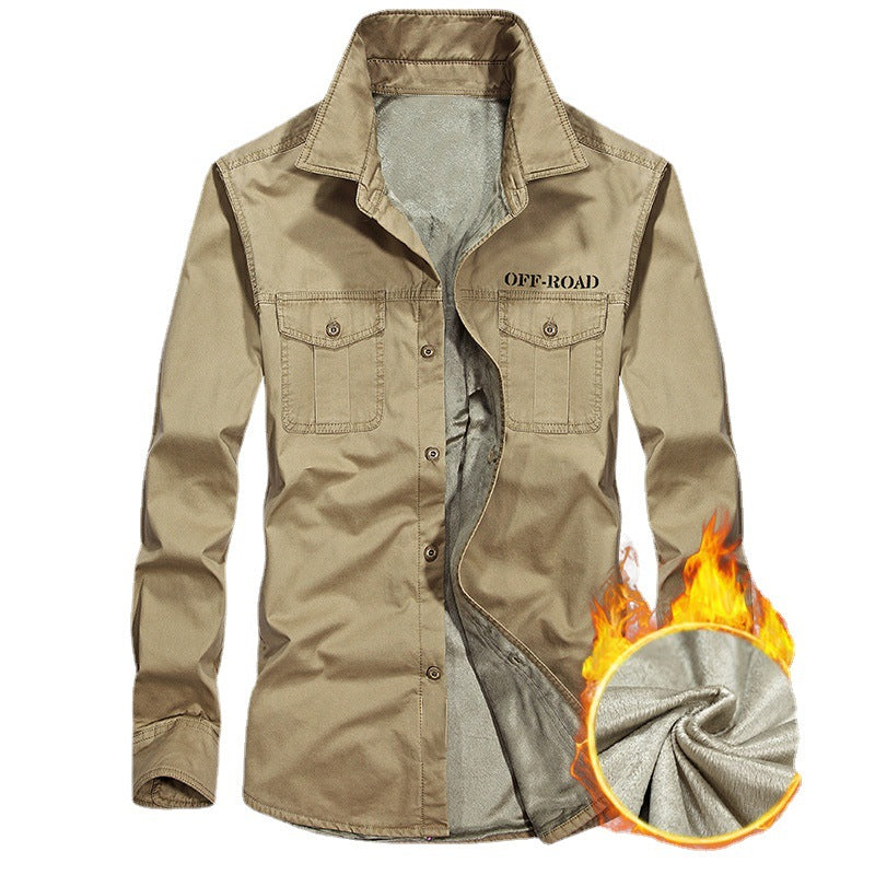 Herren gefüttertes Utility-Hemd mit Brustpattentaschen und Off-Road-Print Echoarchiv
